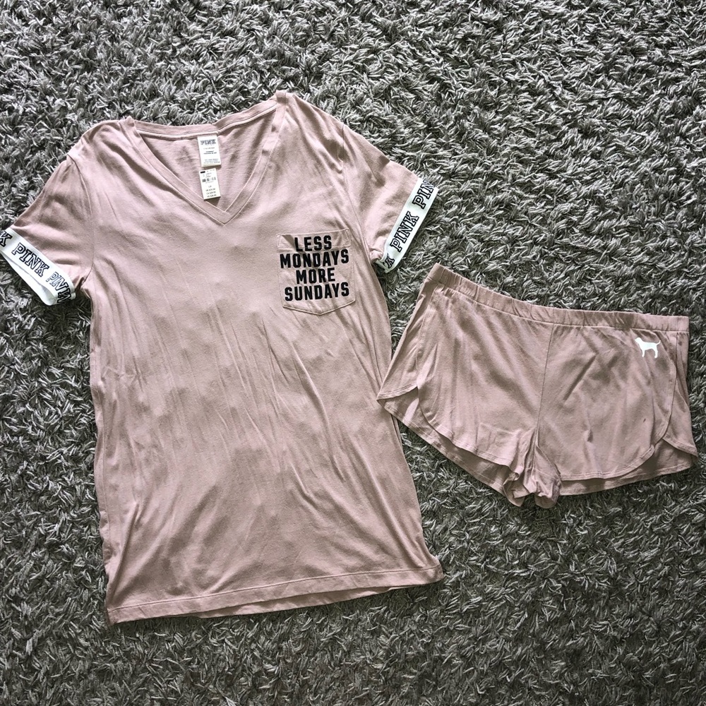 2016 Victoria’s Secret PINK Pajama Shirt & Shorts Set, Size L, New With Tags